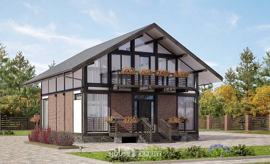170-007-П Проект двухэтажного дома мансардой, экономичный дом из бревен Липецк | Проекты домов от House Expert