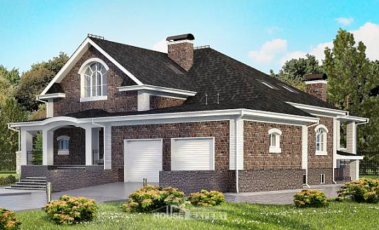 490-001-П Проект трехэтажного дома с мансардой, гараж, просторный загородный дом из кирпича Елец | Проекты домов от House Expert