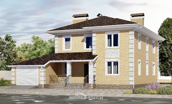 220-006-Л Проект двухэтажного дома и гаражом, классический дом из теплоблока Липецк | Проекты домов от House Expert