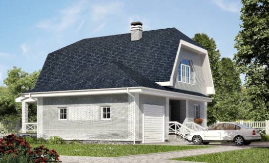 160-006-Л Проект двухэтажного дома с мансардным этажом и гаражом, средний домик из газобетона Липецк | Проекты домов от House Expert