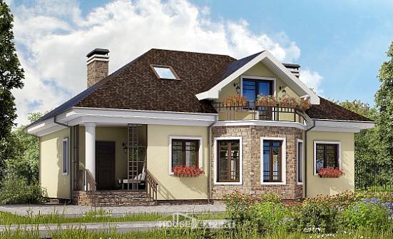 150-008-Л Проект двухэтажного дома с мансардой, экономичный домик из газобетона Елец | Проекты домов от House Expert