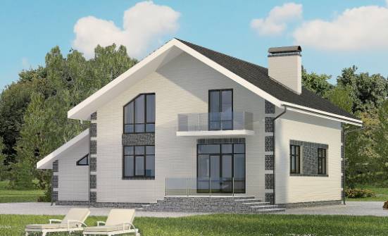 180-001-П Проект двухэтажного дома мансардой и гаражом, небольшой домик из керамзитобетонных блоков Елец | Проекты домов от House Expert