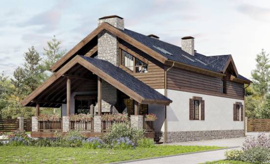 280-003-Л Проект двухэтажного дома мансардой и гаражом, уютный загородный дом из теплоблока Липецк | Проекты домов от House Expert