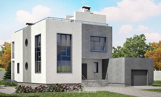 255-001-П Проект двухэтажного дома, гараж, просторный загородный дом из теплоблока Липецк | Проекты домов от House Expert