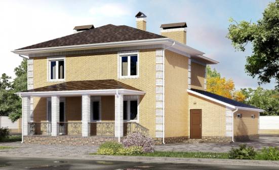 220-006-Л Проект двухэтажного дома и гаражом, классический дом из теплоблока Липецк | Проекты домов от House Expert