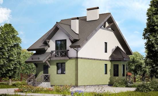 120-003-П Проект двухэтажного дома с мансардой, бюджетный коттедж из пеноблока Липецк | Проекты домов от House Expert
