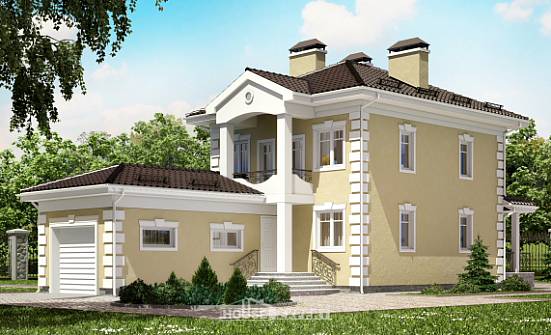 150-006-Л Проект двухэтажного дома, гараж, классический загородный дом из блока Елец | Проекты домов от House Expert