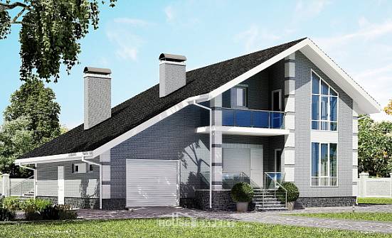 190-006-Л Проект двухэтажного дома с мансардным этажом и гаражом, средний домик из твинблока Липецк | Проекты домов от House Expert