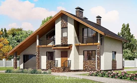 180-008-Л Проект двухэтажного дома мансардой и гаражом, средний коттедж из блока Елец | Проекты домов от House Expert
