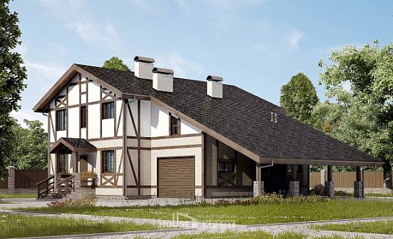 250-002-П Проект двухэтажного дома мансардой, гараж, современный домик из кирпича Елец | Проекты домов от House Expert