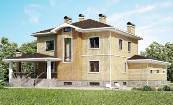 350-002-Л Проект трехэтажного дома и гаражом, большой коттедж из кирпича Елец | Проекты домов от House Expert