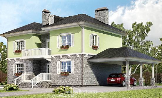 155-006-П Проект двухэтажного дома, гараж, экономичный загородный дом из арболита Липецк | Проекты домов от House Expert