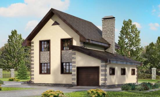 160-004-П Проект двухэтажного дома, гараж, бюджетный домик из поризованных блоков Липецк | Проекты домов от House Expert