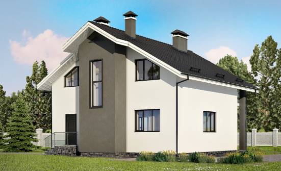 150-005-Л Проект двухэтажного дома мансардный этаж, бюджетный загородный дом из блока Липецк | Проекты домов от House Expert