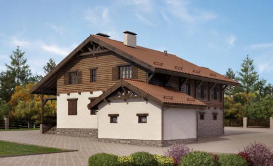255-002-Л Проект двухэтажного дома мансардой и гаражом, огромный загородный дом из газобетона Липецк | Проекты домов от House Expert
