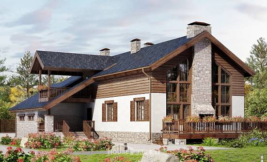 240-002-Л Проект двухэтажного дома мансардой, гараж, уютный домик из бризолита Липецк | Проекты домов от House Expert