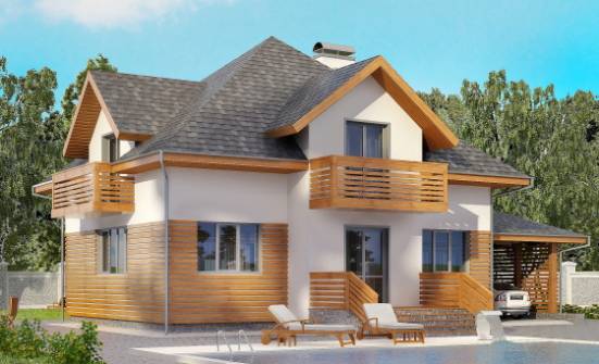 155-004-П Проект двухэтажного дома мансардный этаж, гараж, небольшой загородный дом из керамзитобетонных блоков Елец | Проекты домов от House Expert