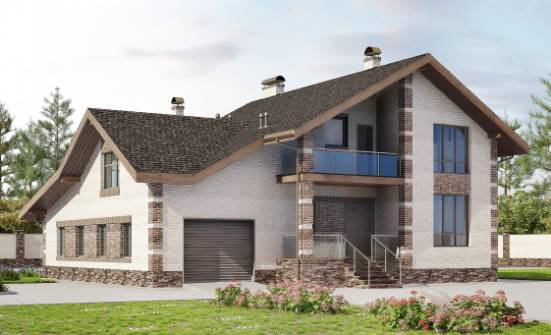 245-005-П Проект двухэтажного дома с мансардой и гаражом, уютный домик из твинблока Липецк | Проекты домов от House Expert