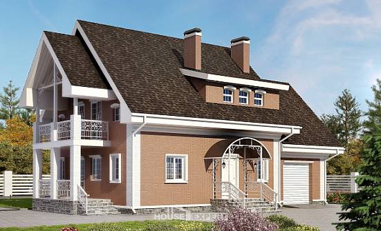 185-003-П Проект двухэтажного дома с мансардным этажом и гаражом, простой дом из бризолита Липецк | Проекты домов от House Expert