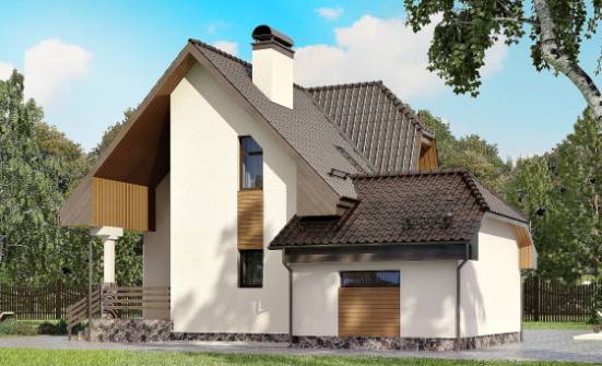 150-001-Л Проект двухэтажного дома мансардой и гаражом, бюджетный загородный дом из газобетона Елец | Проекты домов от House Expert