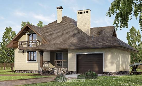 275-003-П Проект двухэтажного дома мансардой, гараж, уютный загородный дом из кирпича Липецк | Проекты домов от House Expert