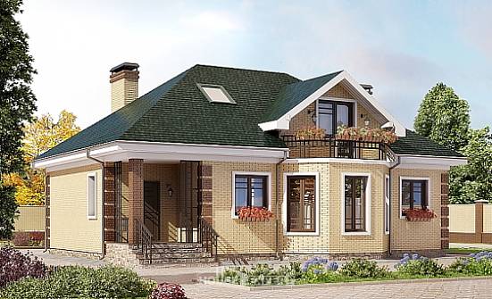 150-013-Л Проект двухэтажного дома мансардой, красивый загородный дом из кирпича Липецк | Проекты домов от House Expert