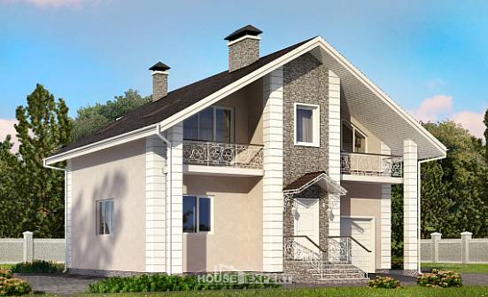 150-002-П Проект двухэтажного дома мансардный этаж и гаражом, классический домик из керамзитобетонных блоков Елец | Проекты домов от House Expert