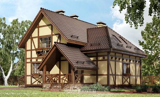 160-003-П Проект двухэтажного дома с мансардой, бюджетный дом из бризолита Елец | Проекты домов от House Expert