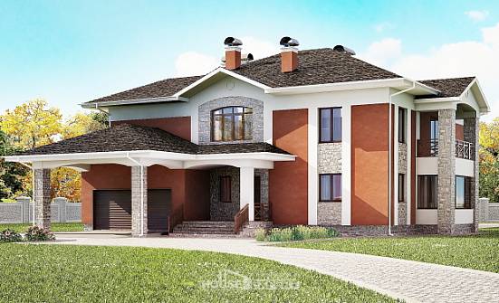 400-002-Л Проект двухэтажного дома, гараж, большой коттедж из кирпича Липецк | Проекты домов от House Expert