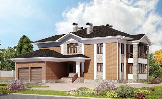 520-002-Л Проект трехэтажного дома и гаражом, огромный загородный дом из твинблока Елец | Проекты домов от House Expert