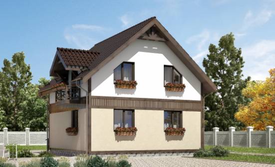 105-001-П Проект двухэтажного дома с мансардным этажом, бюджетный загородный дом из пеноблока Елец | Проекты домов от House Expert