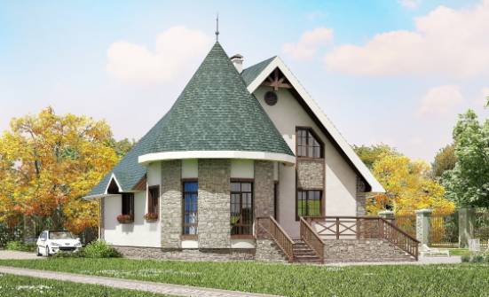 170-003-Л Проект двухэтажного дома мансардный этаж, доступный загородный дом из пеноблока Липецк | Проекты домов от House Expert