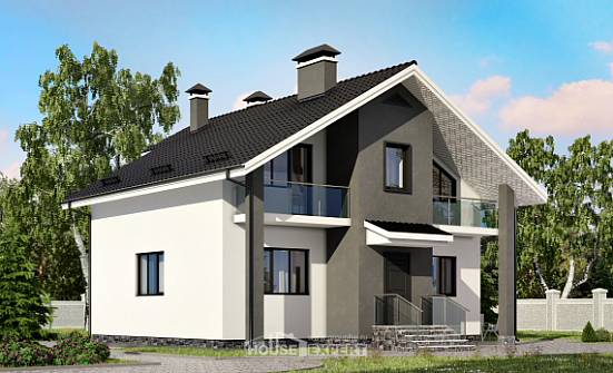 150-005-Л Проект двухэтажного дома мансардный этаж, бюджетный загородный дом из блока Липецк | Проекты домов от House Expert