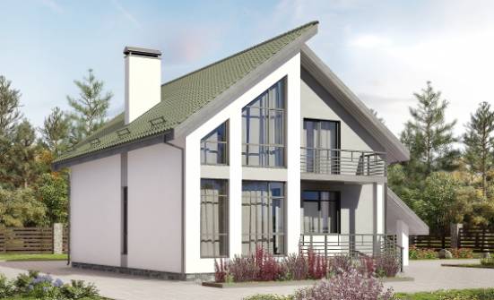 170-009-Л Проект двухэтажного дома мансардой, гараж, доступный коттедж из твинблока Елец | Проекты домов от House Expert
