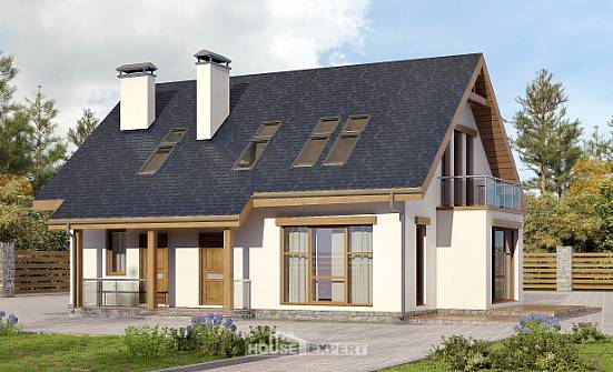 155-012-П Проект двухэтажного дома мансардный этаж, небольшой дом из твинблока Елец | Проекты домов от House Expert