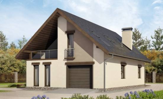 185-005-Л Проект двухэтажного дома с мансардой и гаражом, простой домик из поризованных блоков Липецк | Проекты домов от House Expert
