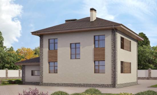 185-004-П Проект двухэтажного дома, гараж, классический домик из теплоблока Елец | Проекты домов от House Expert