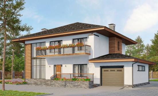 305-001-П Проект двухэтажного дома, гараж, огромный домик из блока Липецк | Проекты домов от House Expert