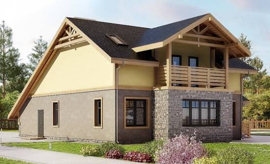 180-011-П Проект двухэтажного дома с мансардой и гаражом, экономичный домик из поризованных блоков Липецк | Проекты домов от House Expert