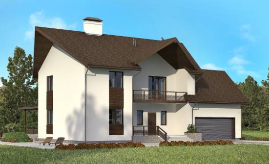 300-002-П Проект двухэтажного дома мансардой, гараж, просторный загородный дом из пеноблока Липецк | Проекты домов от House Expert