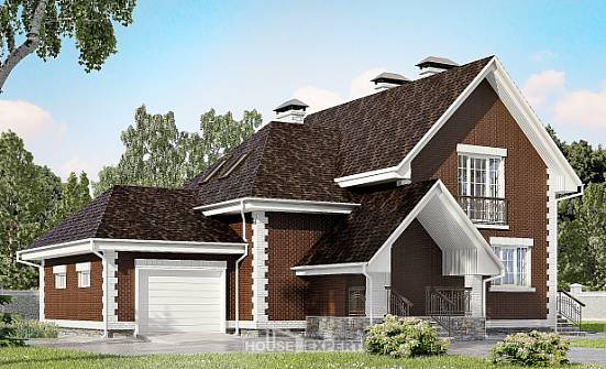 190-003-Л Проект двухэтажного дома мансардой, гараж, современный коттедж из бризолита Липецк | Проекты домов от House Expert