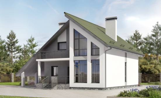 170-009-Л Проект двухэтажного дома мансардой, гараж, доступный коттедж из твинблока Елец | Проекты домов от House Expert