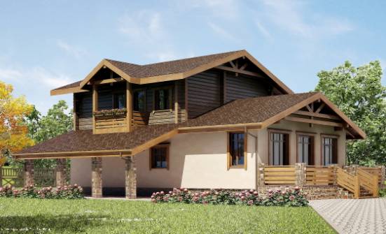 170-004-П Проект двухэтажного дома мансардный этаж и гаражом, недорогой домик из пеноблока из дерева Елец | Проекты домов от House Expert