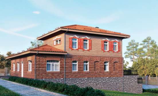 380-002-Л Проект трехэтажного дома и гаражом, уютный дом из кирпича Елец | Проекты домов от House Expert