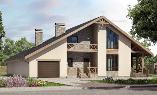 265-001-Л Проект двухэтажного дома мансардой, гараж, красивый загородный дом из газобетона Липецк | Проекты домов от House Expert