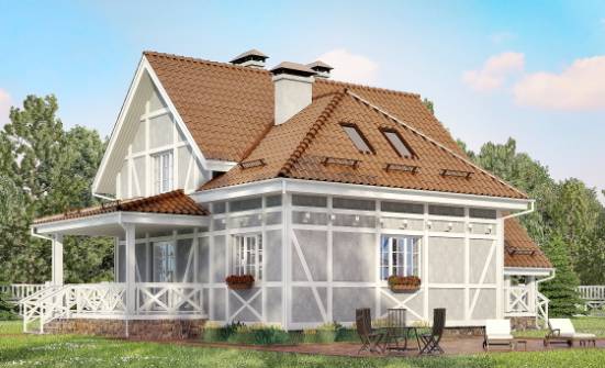 160-003-Л Проект двухэтажного дома мансардой, бюджетный загородный дом из пеноблока Елец | Проекты домов от House Expert