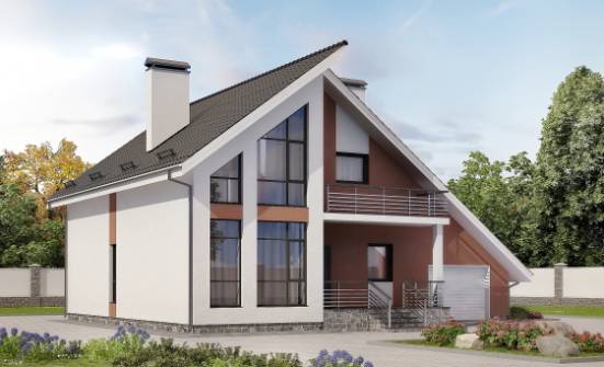 200-007-П Проект двухэтажного дома мансардой, гараж, красивый дом из твинблока Елец | Проекты домов от House Expert