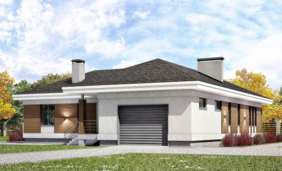 165-001-П Проект одноэтажного дома и гаражом, небольшой коттедж из газосиликатных блоков Елец | Проекты домов от House Expert