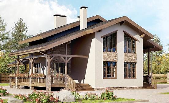240-003-Л Проект двухэтажного дома мансардой, уютный загородный дом из кирпича Липецк | Проекты домов от House Expert