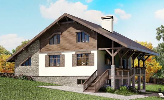 300-003-П Проект трехэтажного дома с мансардным этажом и гаражом, современный дом из кирпича Липецк | Проекты домов от House Expert
